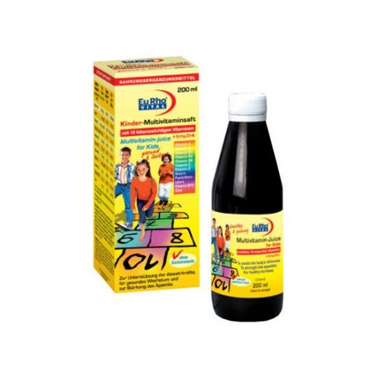 شربت کیندر مولتی ویتامین یوروویتال200 میلی لیتر _  EURHO VITAL NEW KINDER MULTIVITAMINSAFT 200ML