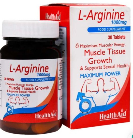 قرص ال آرژنین 1000 میلی گرم هلث اید60 عدد-HEALTH AID L ARGININE 100MG TAB