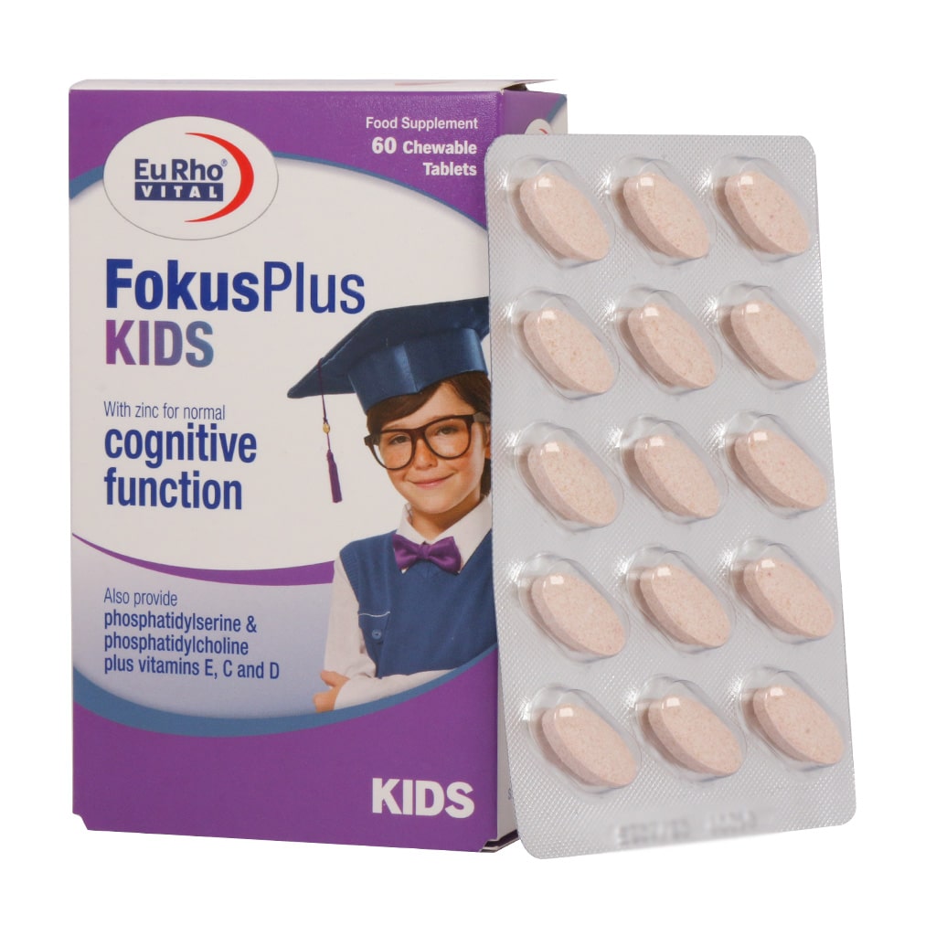 فوکوس پلاس کیدز یوروویتال 60 عدد-EURHOVITAL FOKUS PLUS KIDS CHEWEBLE TABLET