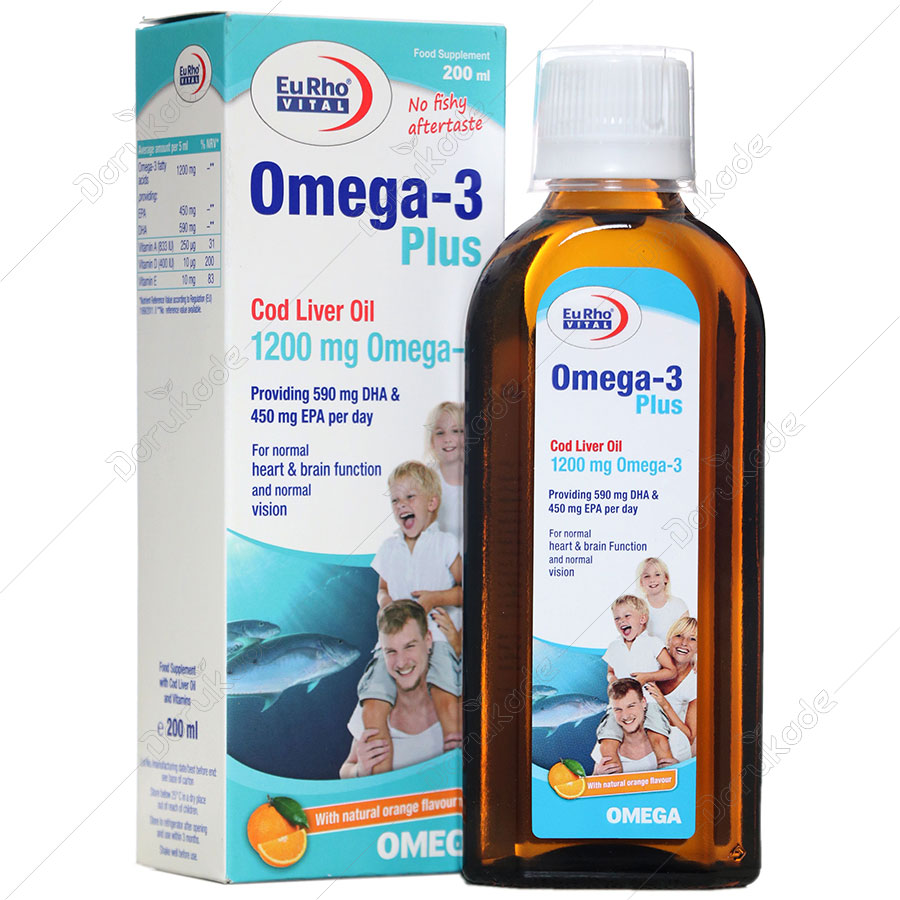 شربت امگا 3 پلاس با طعم پرتغال یوروویتال200 میلی  -EURHOVITAL OMEGA-3 PLUS  200 ML