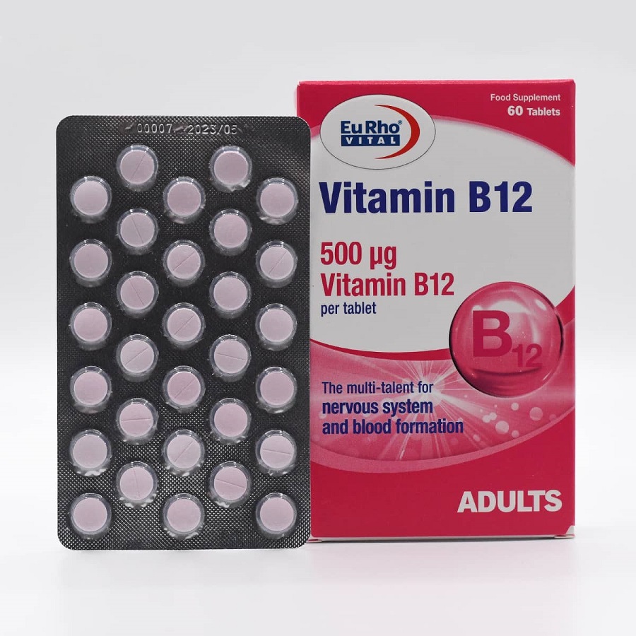 قرص ویتامین  ب12  500  میکروگرم  یوروویتال 60 عدد -EURHOVITAL VITAMIN B12 500  TAB