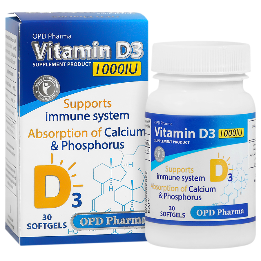 سافت ژل ویتامین D3 1000 واحد او پی دی فارما 30 عدد - OPD PHARMA VITAMIN D3 1000 IU 30 SOFTGEL